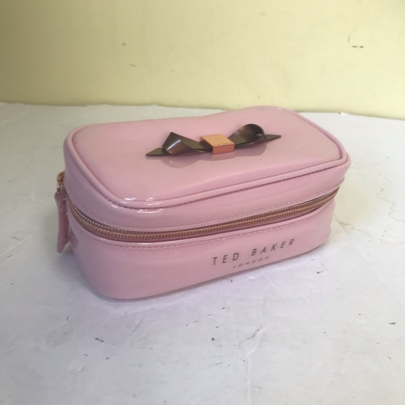 Ted Baker London Bow Jewellery Case Travel Makeup Organizer Rose Gold Pink Train - Picture 10 of 15
